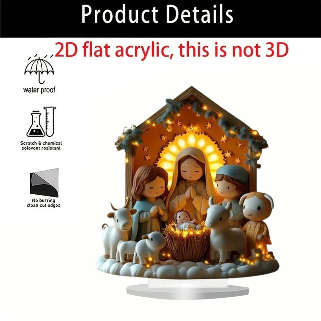 Xuniizn Christmas Ornaments 7x5x3" Acrylic Nativity Scene Standing Decorative, Nativity Sets & Figures Indoor Holiday Party Wedding Christmas Table Decorations, Christmas Decorations for Home