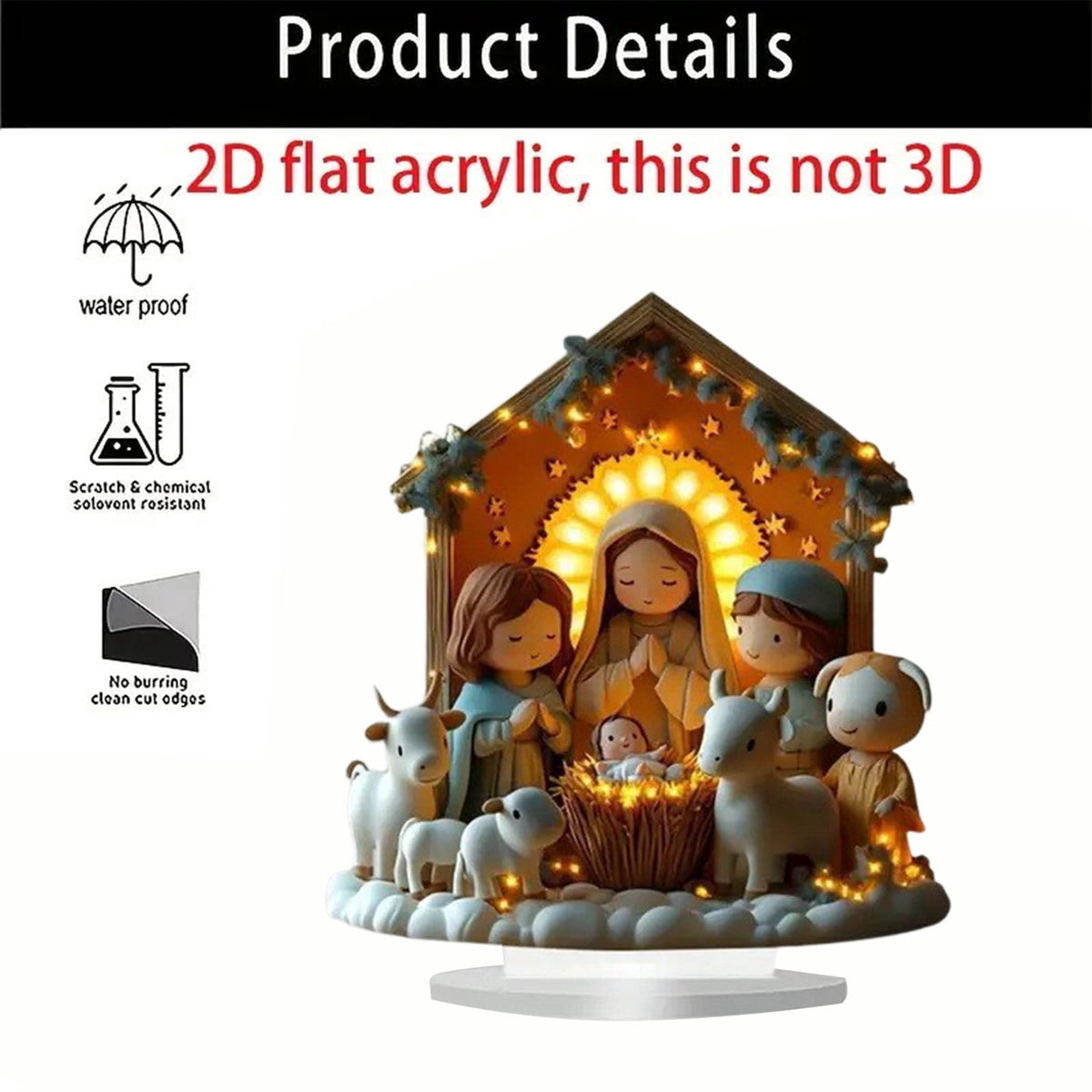 Xuniizn Christmas Ornaments 7x5x3" Acrylic Nativity Scene Standing Decorative, Nativity Sets & Figures Indoor Holiday Party Wedding Christmas Table Decorations, Christmas Decorations for Home