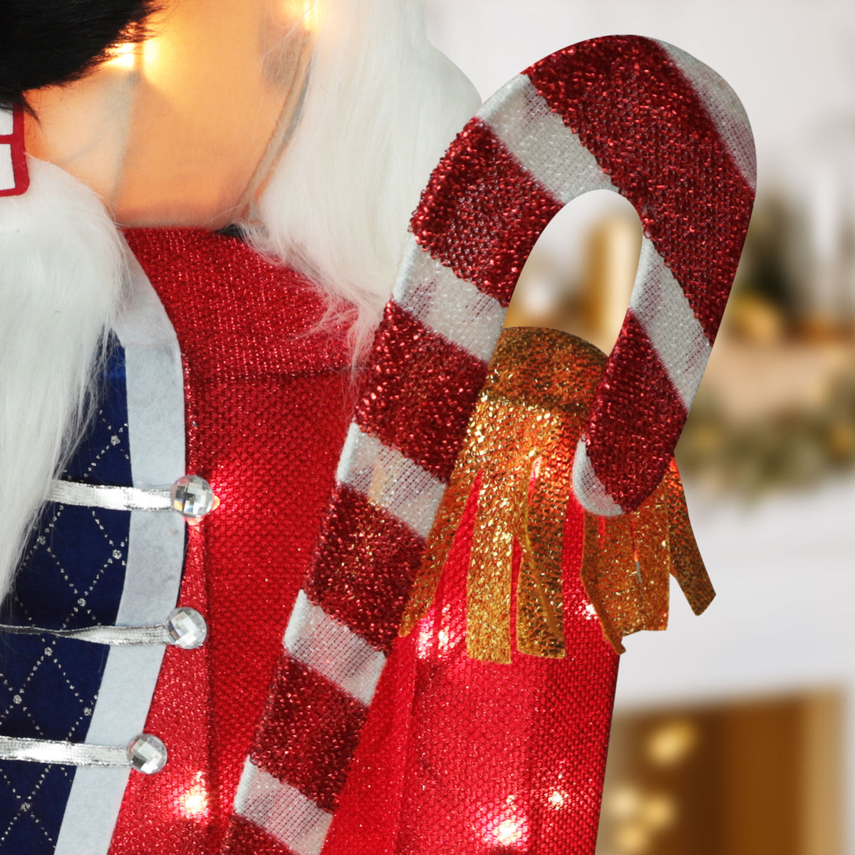 VEIKOUS 5ft Christmas 3D Nutcracker Soldier Decoration, Indoor & Outdoor Decoration W/ Ground Stakes and Candy Cane for Holiday