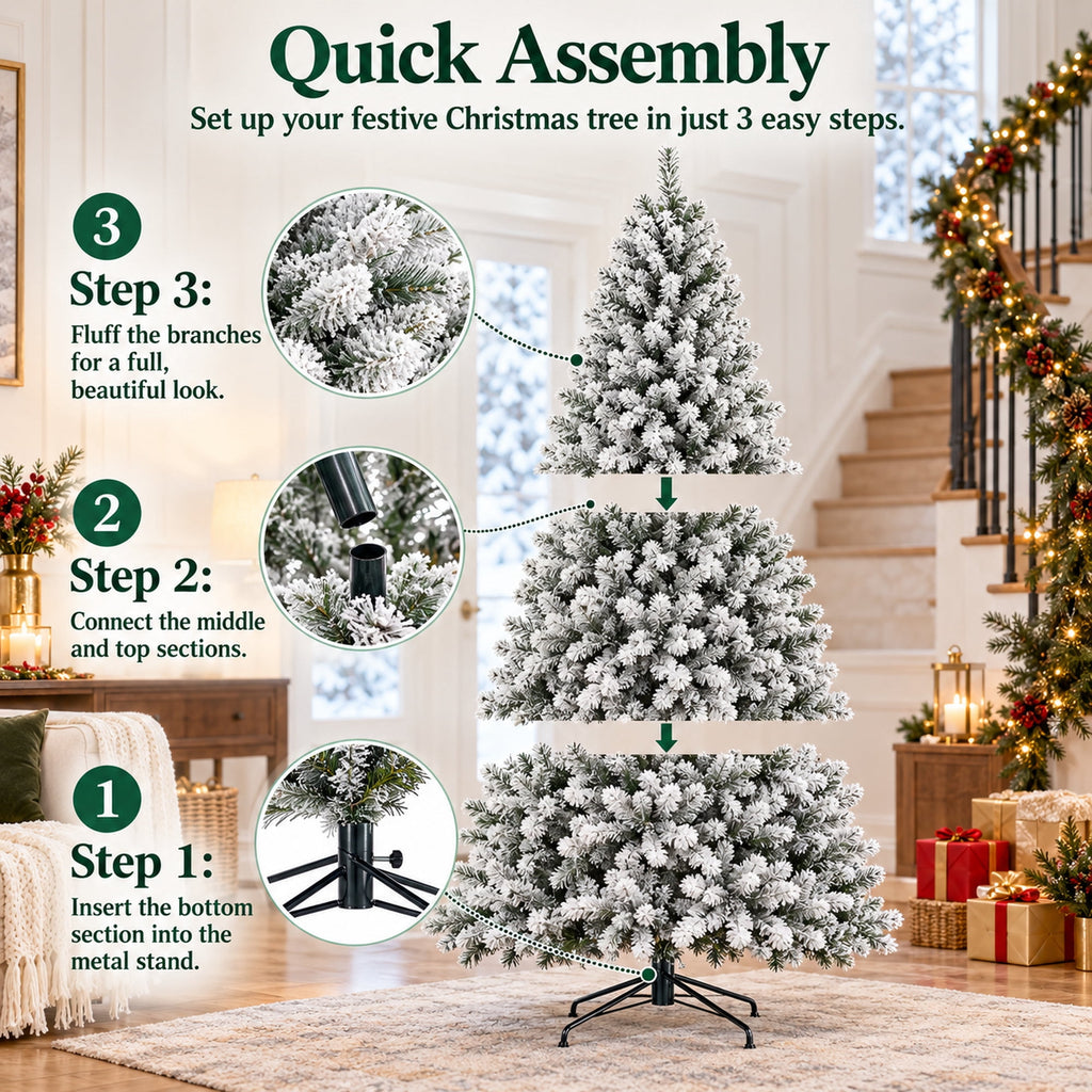 Vebreda Christmas Tree 6ft Artificial Hinged Xmas Tree with 1,000 Branch Tips, Green