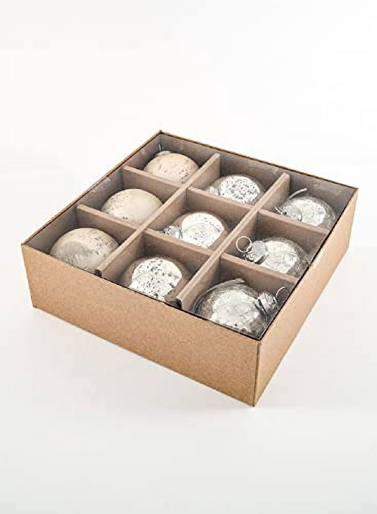 Serene Spaces Living Set of 9 Gold Glass Ball Ornaments for Christmas Tree, Holiday Decorations, Winter Wedding, Table Centerpiece