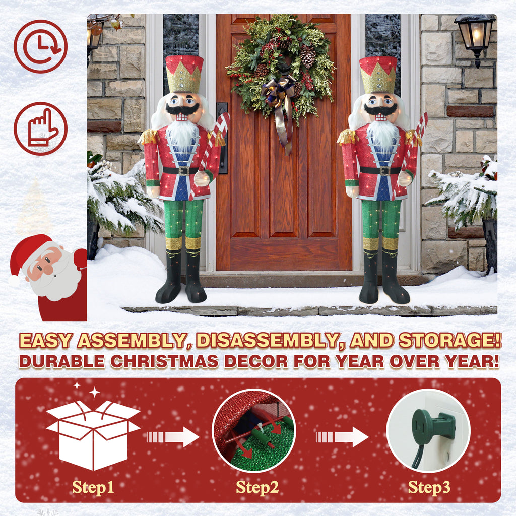 VEIKOUS 5ft Christmas Nutcracker Soldier Decoration, Xmas Indoor&Outdoor Decoration W/Candy Cane for Holiday Party