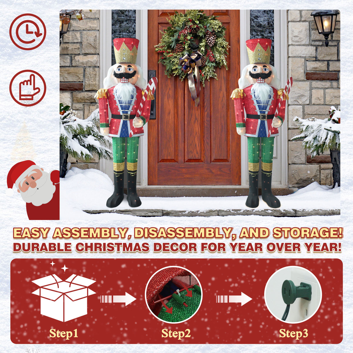 VEIKOUS 5ft Christmas Nutcracker Soldier Decoration, Xmas Indoor&Outdoor Decoration W/Candy Cane for Holiday Party