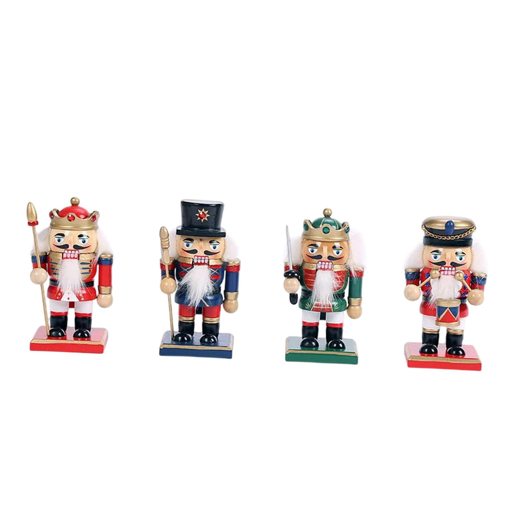 FVDPWYE 4 Pieces Christmas Nutcracker Puppet Gift Decor Party Favors Wooden Traditional