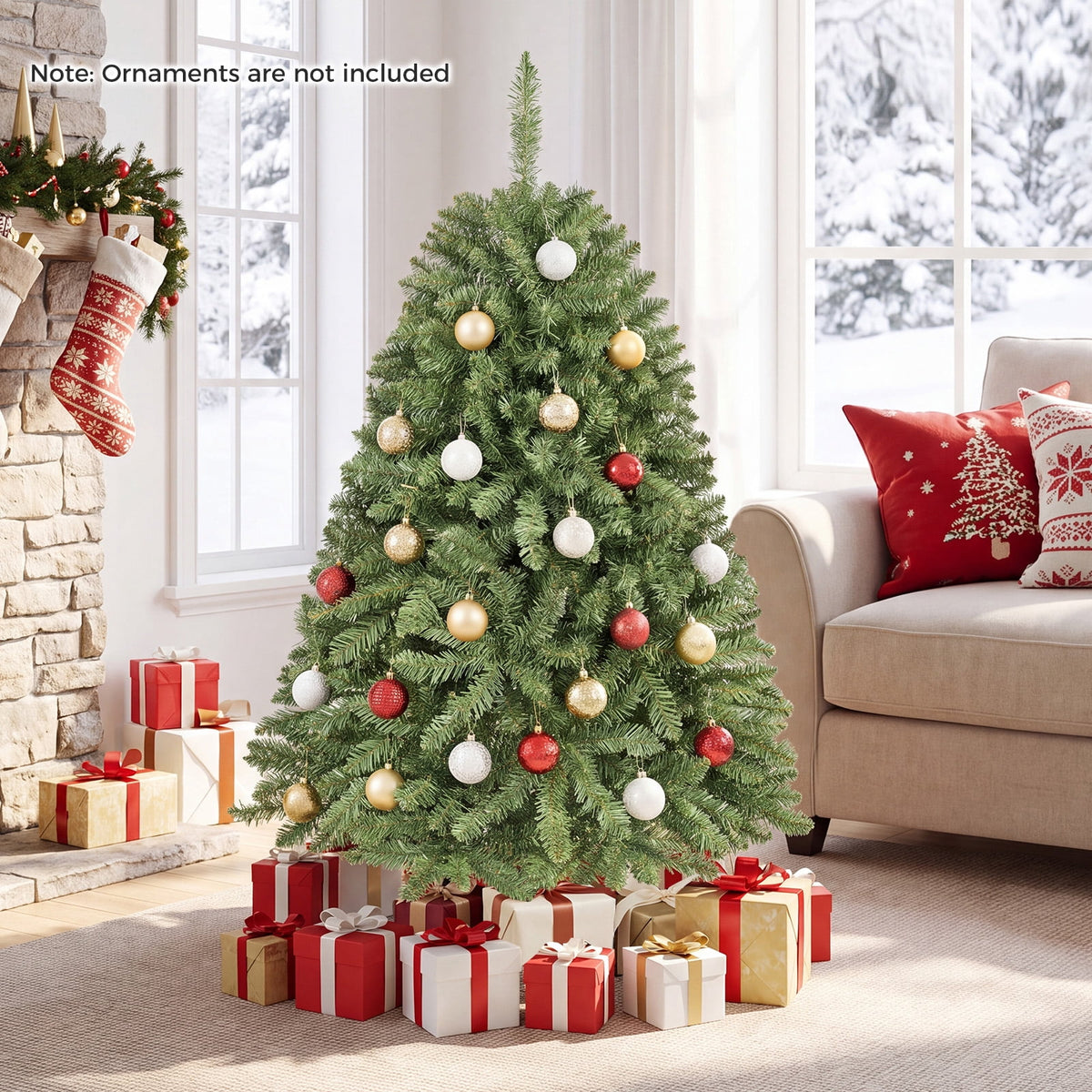 Costway 4 ft Artificial Christmas Tree with 559 Lush PVC Branch Tips & Folding Metal Stand