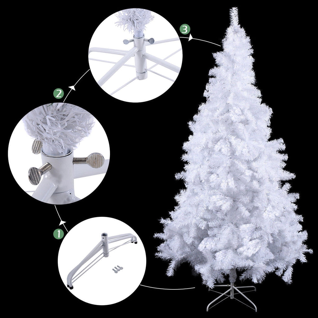 Costway 7Ft Artificial Xmas Tree Stand Christmas Decoration White