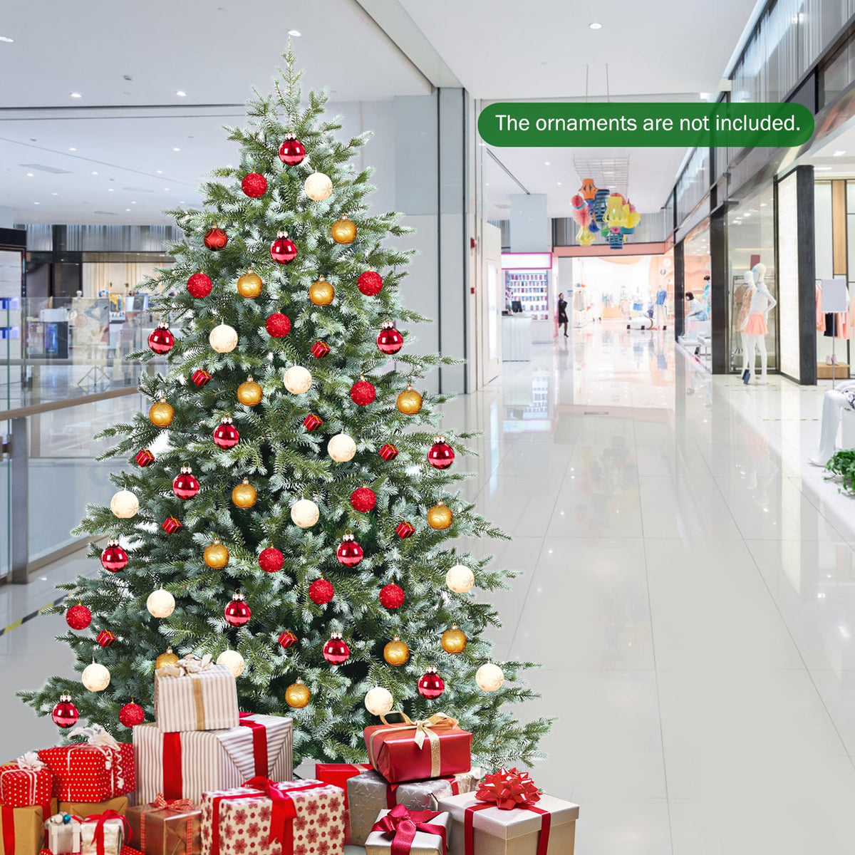 Gymax 7 Ft Artificial Christmas Tree Unlit Hinged Xmas Tree w/ Metal Stand