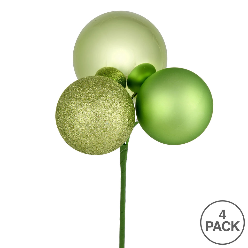 Vickerman 18" Coral Ball Ornament Christmas Pick, 4 per set