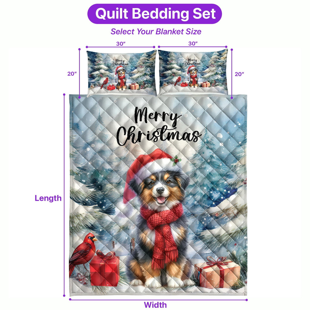 Merry Christmas French Bulldog Enjoys Woofmas Winter Xmas Holiday Quilt Bedding Set Dog Lover Gifts 1 Blanket Bed Cover 2 Pillowcases - 02022