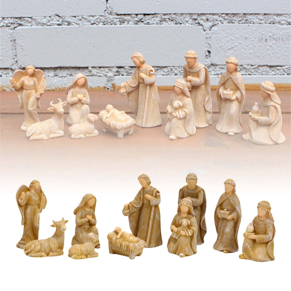 9 Piece Nativity Scene Figurines Set Mini Christmas Nativity Resin Ornaments Religious Decor for Home Desk Table Xmas Decorations