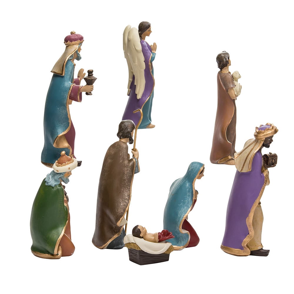Kurt Adler 6.25-Inch Resin Nativity Figurine Set, 8-Piece Christmas Decoration