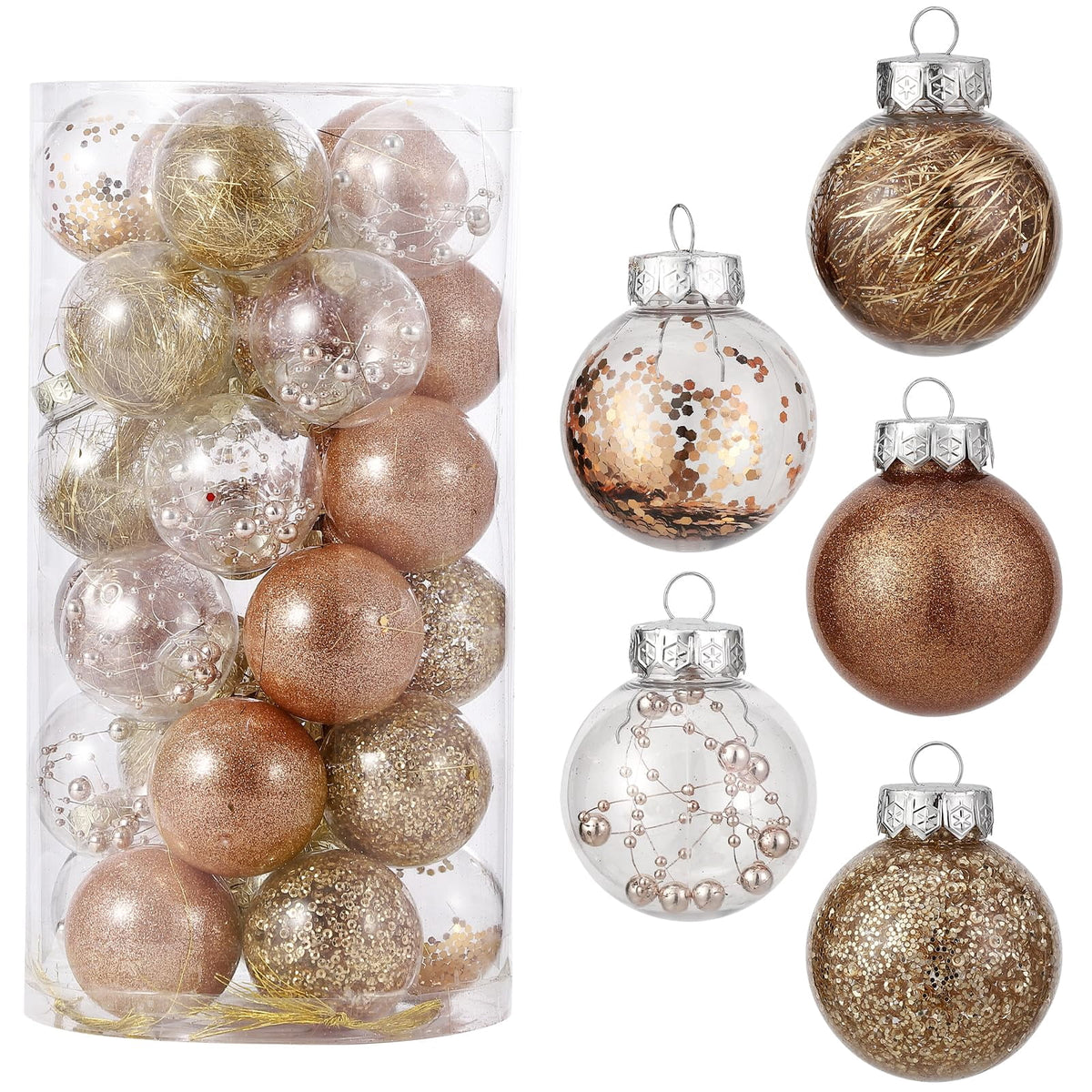 30PCS Christmas Ball Ornaments Set for Xmas Tree, Shatterproof Plastic Hanging Holiday Balls for Festive Christmas Party