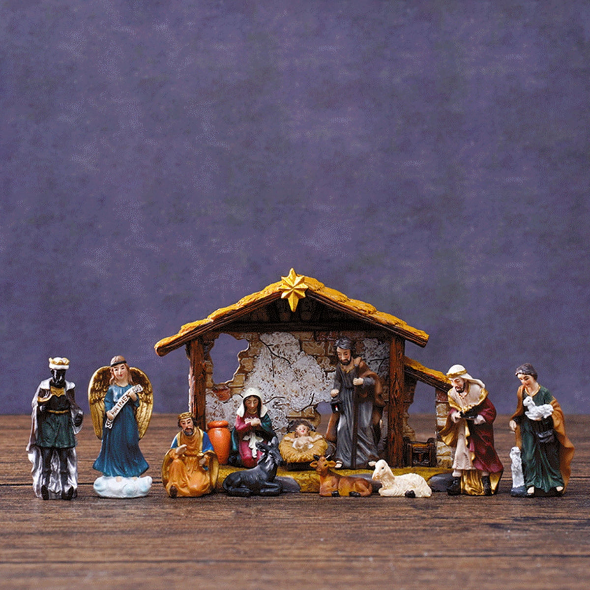 Christmas Nativity Figurines Resins Manger Holy Family Nativity Scene Statue for Xmases Indoor Home Table Decorations