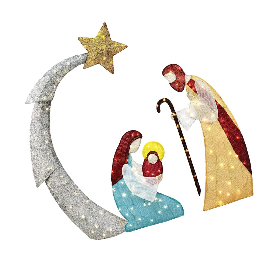 yotijay Christmas Nativity Scene Figurine Set Jesus Holy Family Statue Light up Birth of B