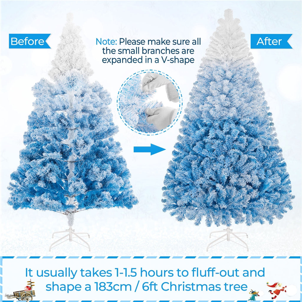 Alden Design 4.5 ft Pre-lit Flocked Christmas Tree with Warm Lights, Frosted White
