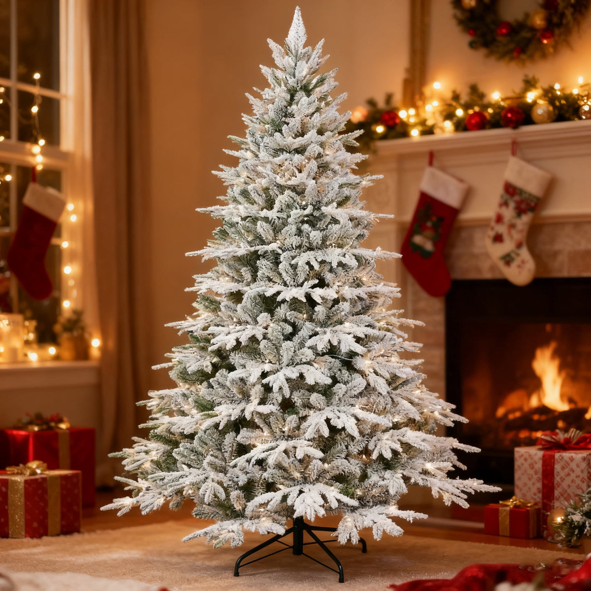 Makeatree 5ft Pre-lit Christmas Tree with 250 LED Lights, Aspen Fir, Layered & Sparse Design, Hinged Artificial Green Christmas Tree with PE&PVC Branch Tips, Fake Xmas Tree Indoor