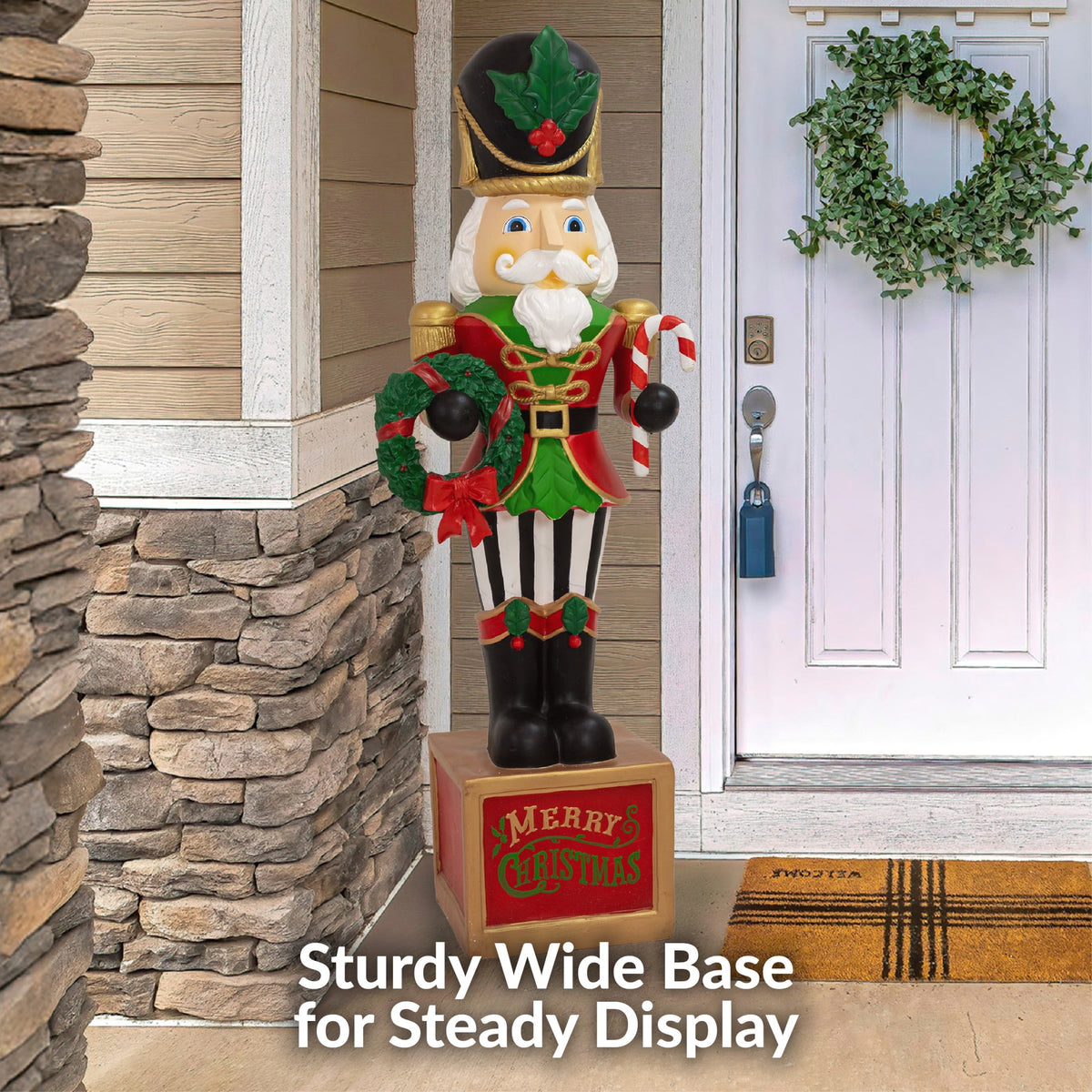 Sunnydaze Green Resin Karl the Christmas Nutcracker Statue, 48"