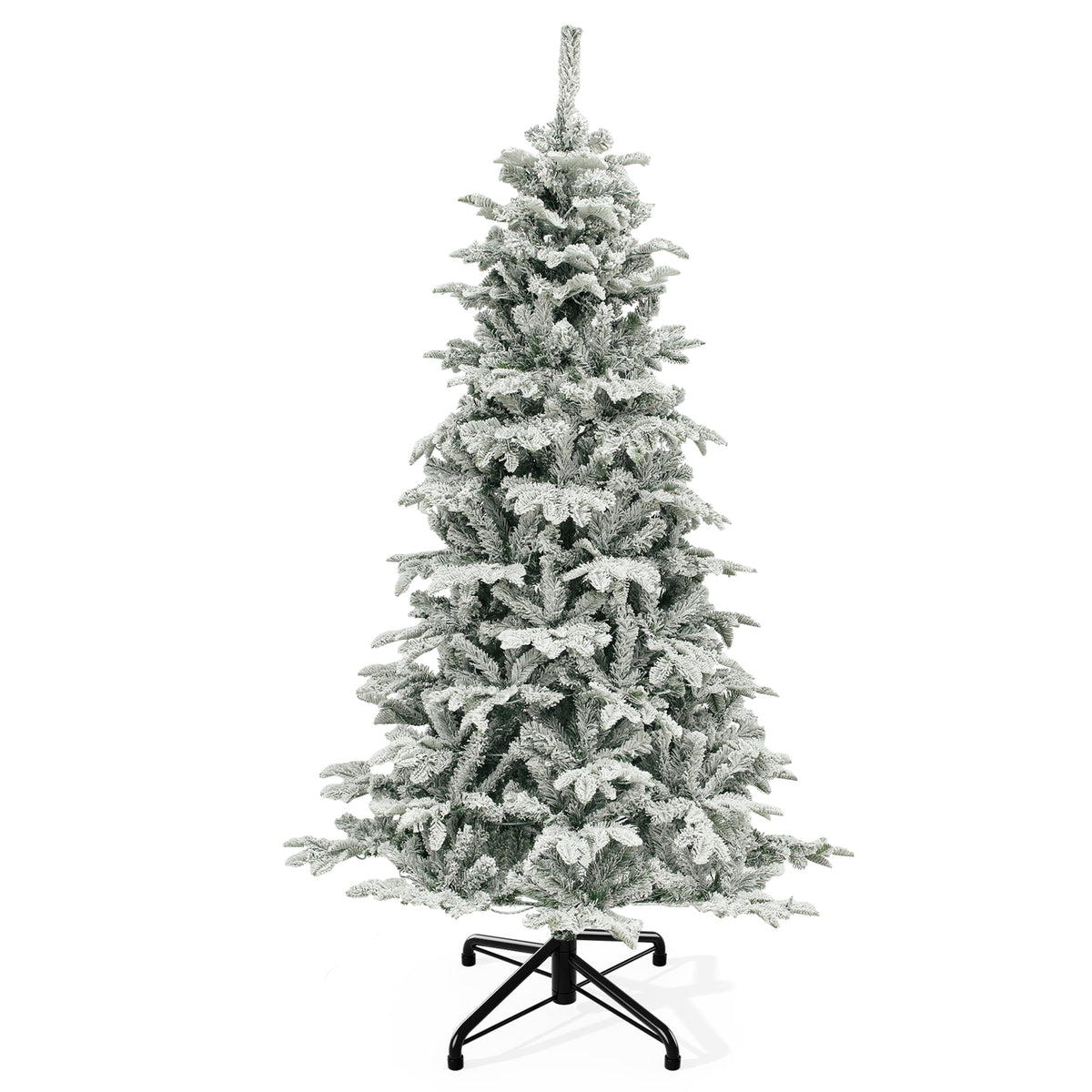 Uforic 7.5FT Pre-Lit Flocked Artificial Christmas Tree with 1010 Branch Tips, 450 Lights for Home, Office & Party Decor