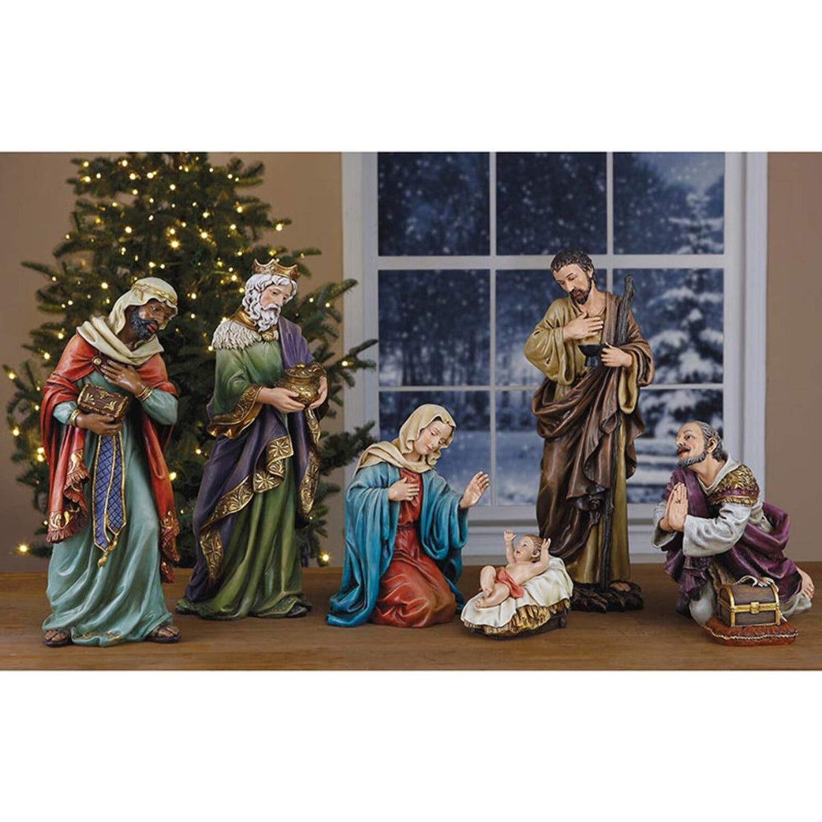 Avalon Gallery Nativity Sets for Christmas - Indoor Hand Painted Nativity Scene, 23.5-Inch Scale, 7-Piece