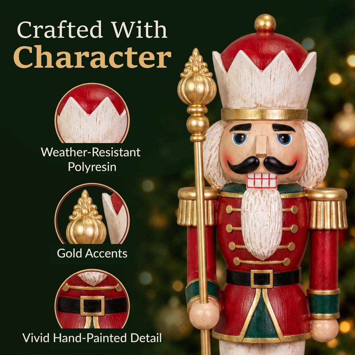 Sunnydaze Green Polyresin Gregor the Rustic Nutcracker Christmas Statue, 33"