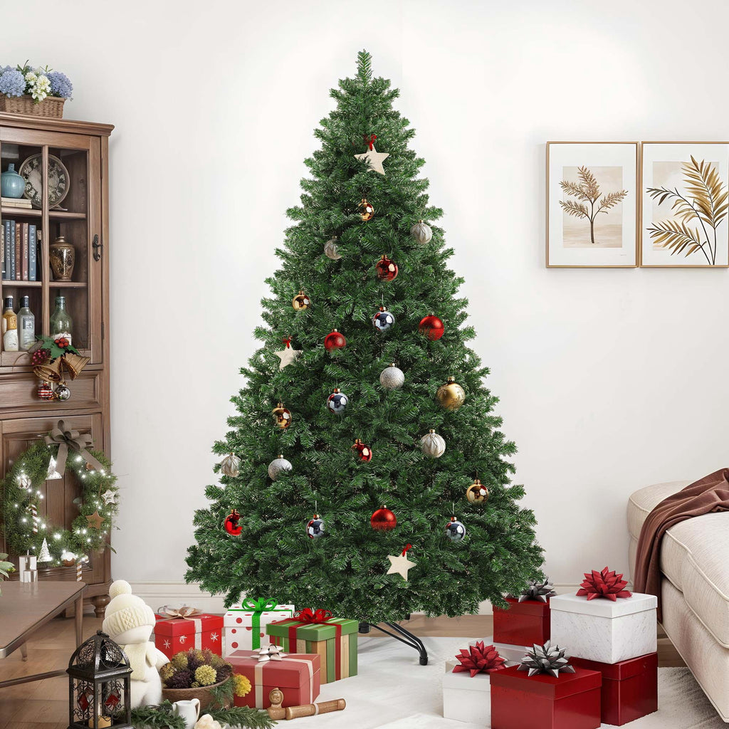 Dextrus 6ft Artificial Christmas Tree, Spruce Holiday Christmas Pine Tree with 880 Branch Tips & Metal Hinges, for Home, Office and Party Decor, Green