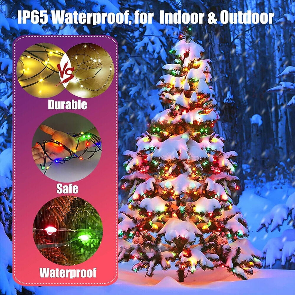 IC ICLOVER Christmas String Lights, 6.56FT x 400LEDs Waterfall String Lights, App Control with Remote, 10 Modes Christmas Tree Lights Waterproof for Indoor Outdoor Xmas Decorations