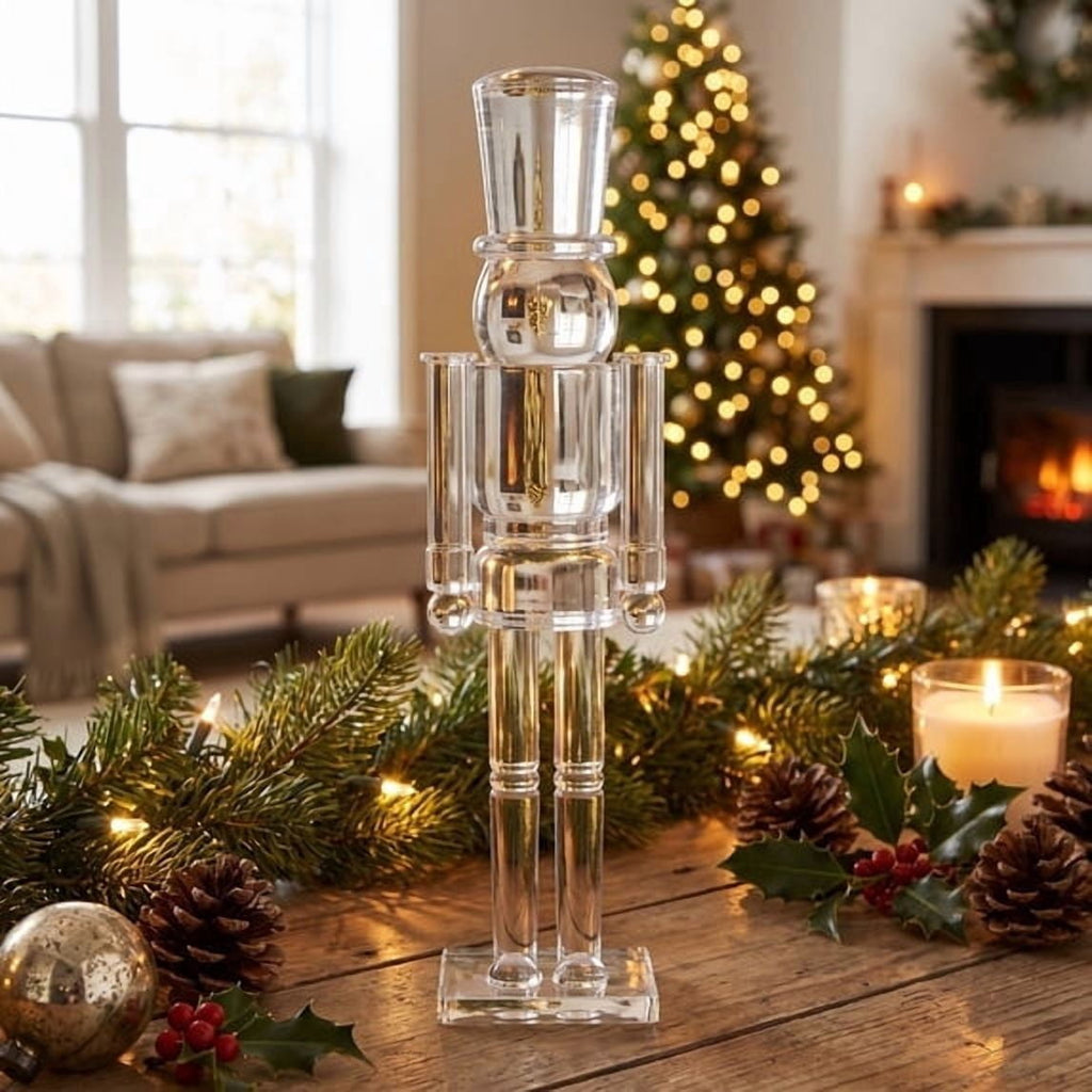 Nutcracker Acrylic Christmas Decoration, Clear, 15-inch