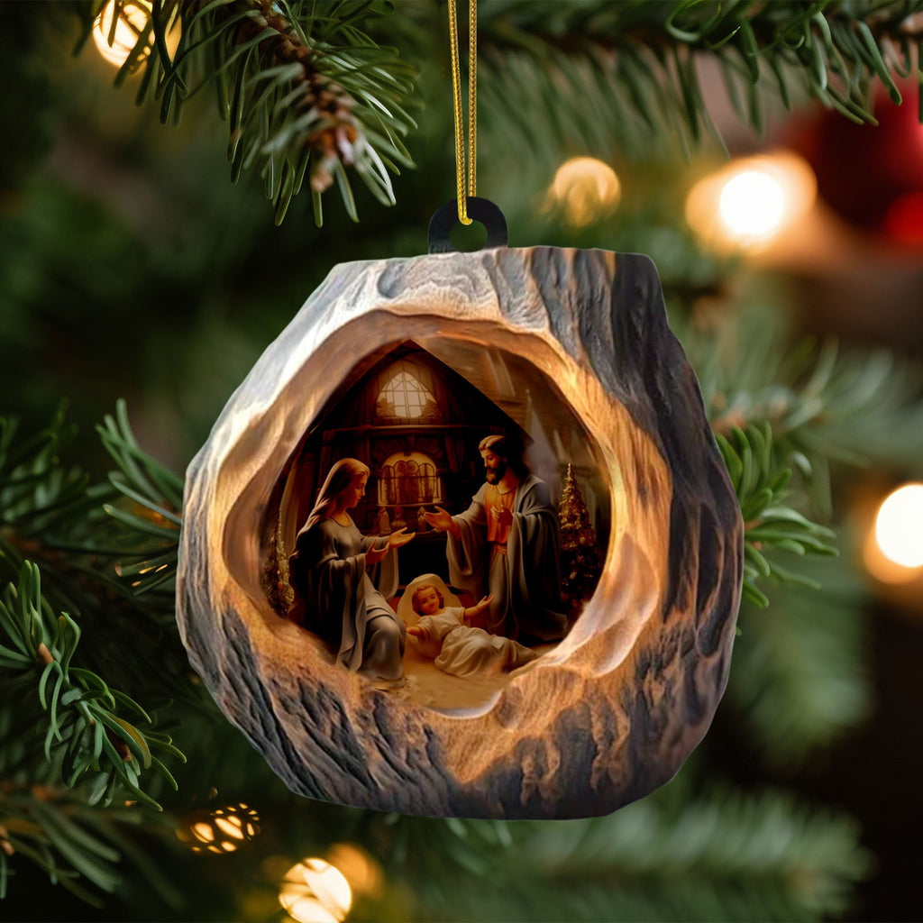 Xuniizn Nativity Ornaments, Christmas Nativity Scene Ornaments Acrylic Christmas Tree Decorations for Xmas Tree, Home, Office, Hanging Ornament, Religious Gifts, Party Decor, Christmas Decorations