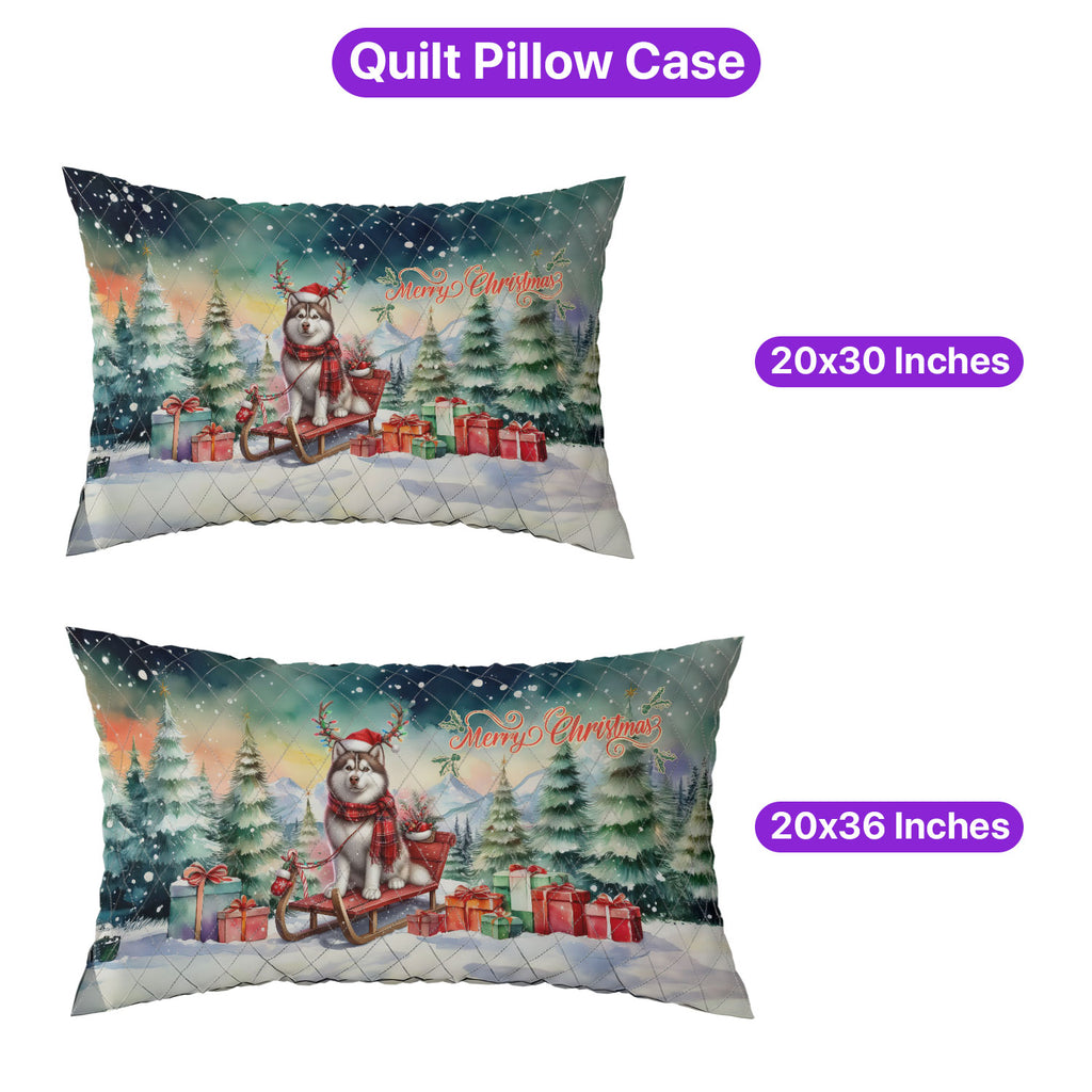 Merry Christmas Santa Reindeer Antlers French Bulldog Sleigh Xmas Winter Holiday Quilt Bedding Set Dog Lover Gifts 1 Blanket Bed Cover 2 Pillowcases - 00023