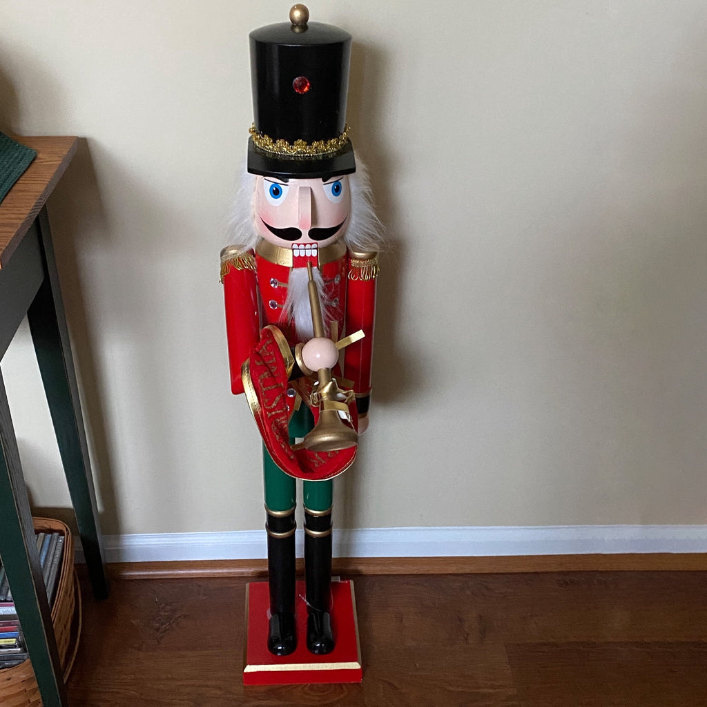 Northlight 36" Red and Green Christmas Nutcracker Soldier with Horn