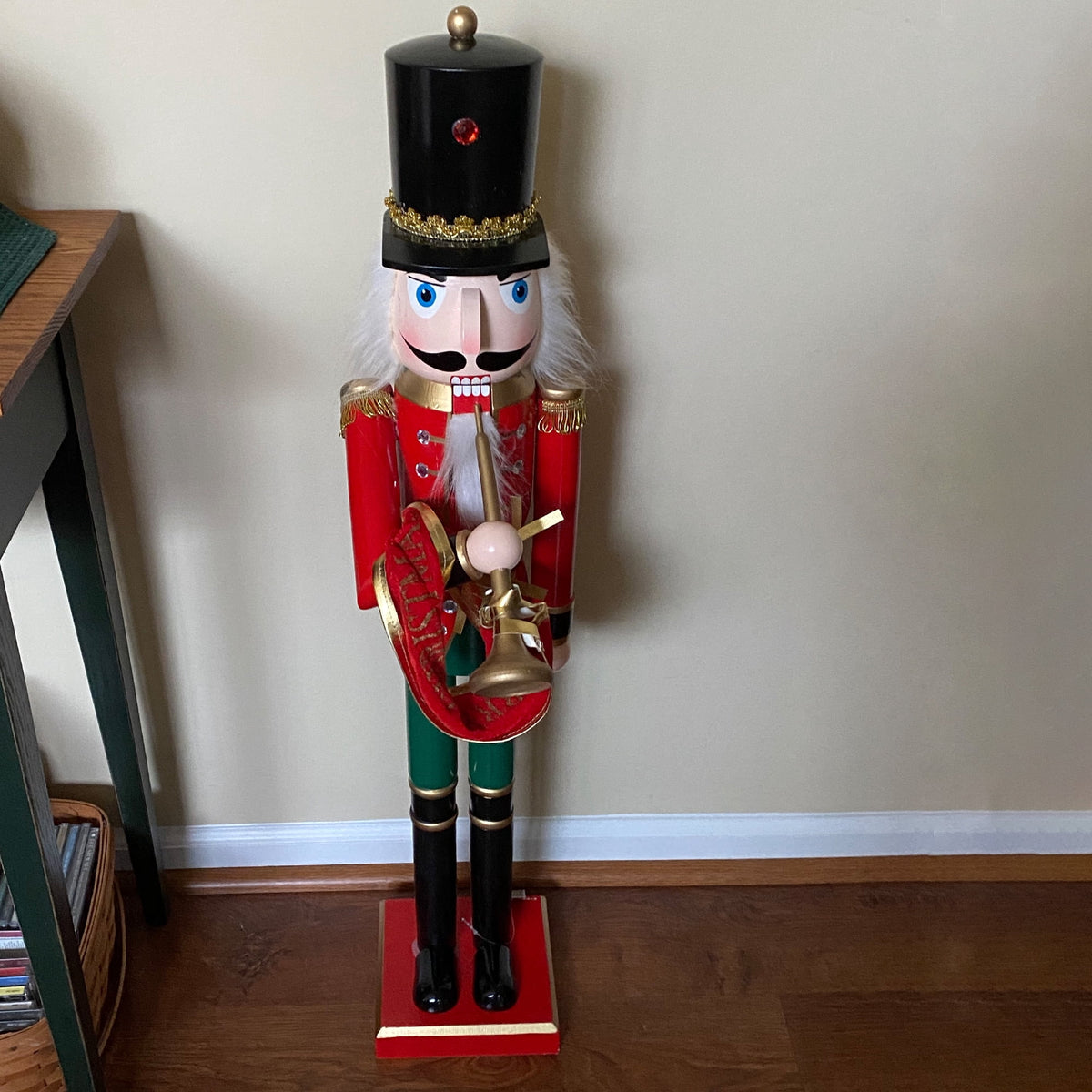 Northlight 36" Red and Green Christmas Nutcracker Soldier with Horn