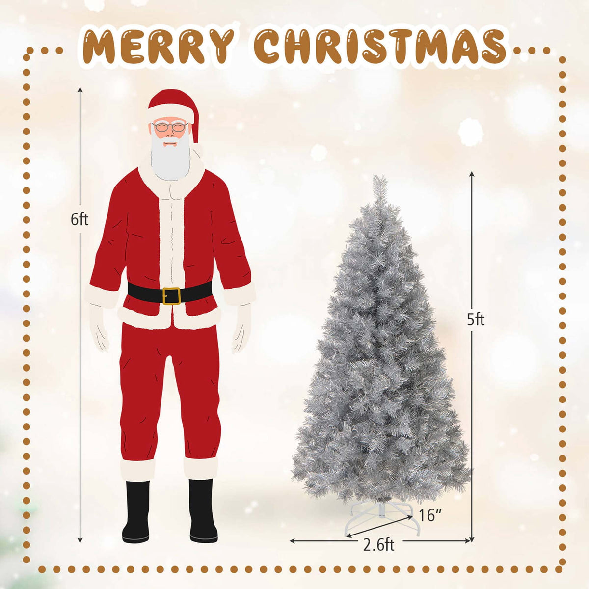 Costway 7 FT Christmas Tree Artificial Xmas Tree with 807 Branch Tips 400 LED Lights