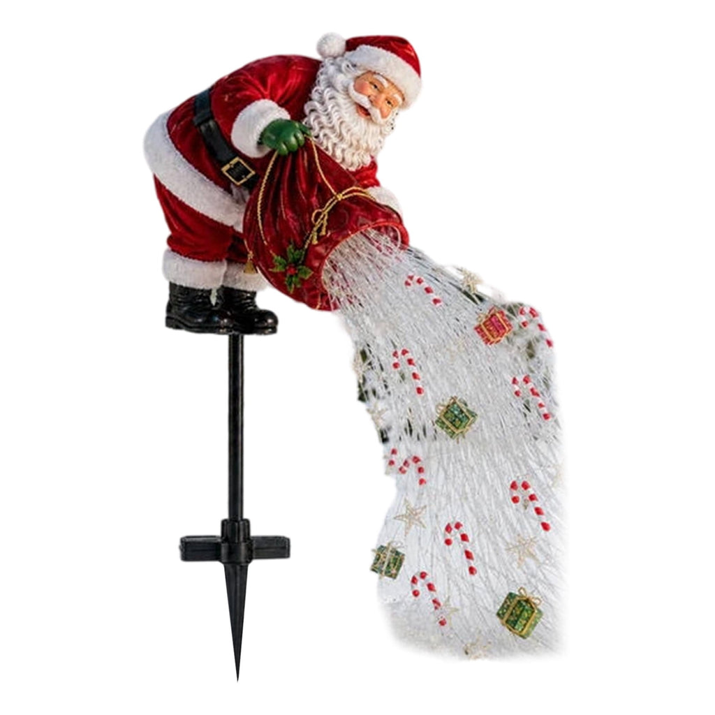 Luckky Santa’s Flying Sleigh Gift Cascade Solar Christmas Garden Light,Warm Golden Cascading LED Lights with Falling Gifts & Star,Solar Powered Outdoor Holiday Decor for Lawn,Pathway & Yard