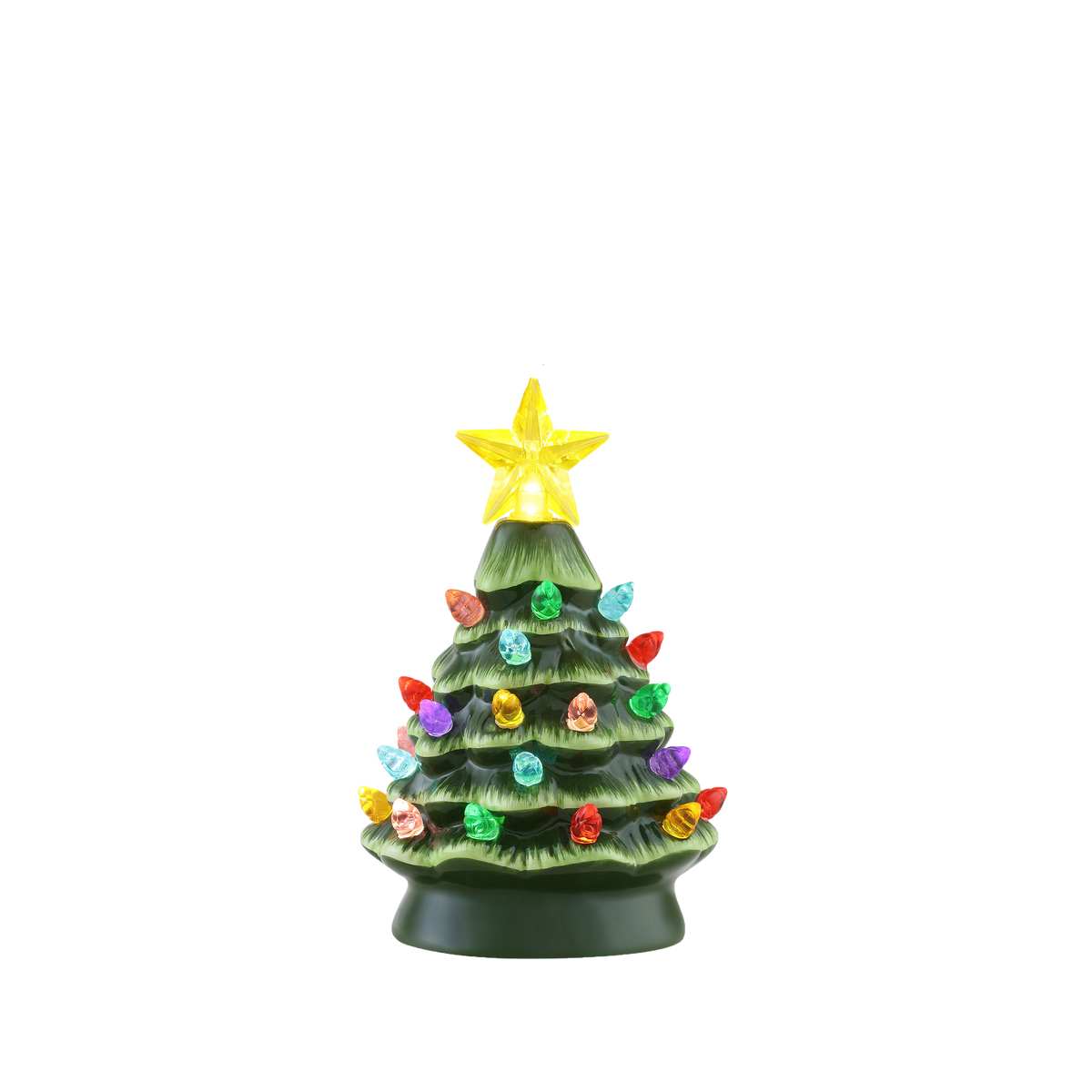 Mr. Christmas 5.25-Inch Nostalgic Tabletop Christmas Trees, Set of 3, White, LED Lights