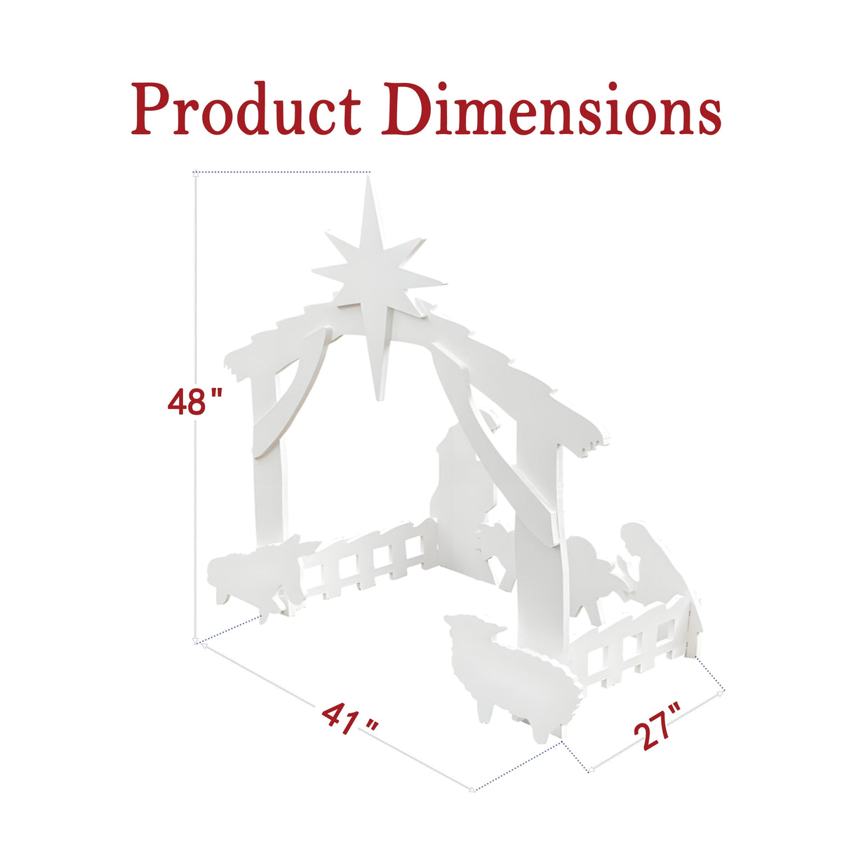 Outdoor Nativity Scene 4ft All-Weather Waterproof White PVC