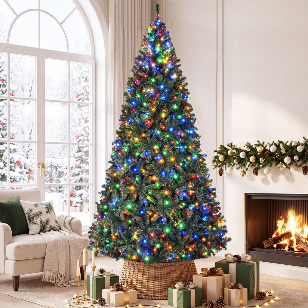 Costway 8Ft Pre-Lit Artificial Christmas Tree Hinged 750 LED Lights