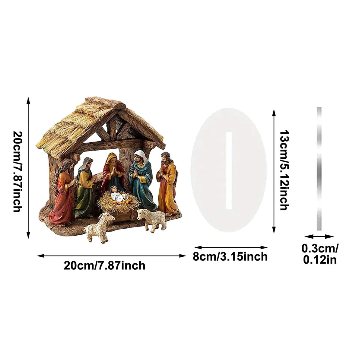 Flat Christmas Scene Desktop Decoration, Elegant 2D Acrylic Nativity Scene, Unique Religious, Tabletop Decor for Home, , Christian Holiday,B
