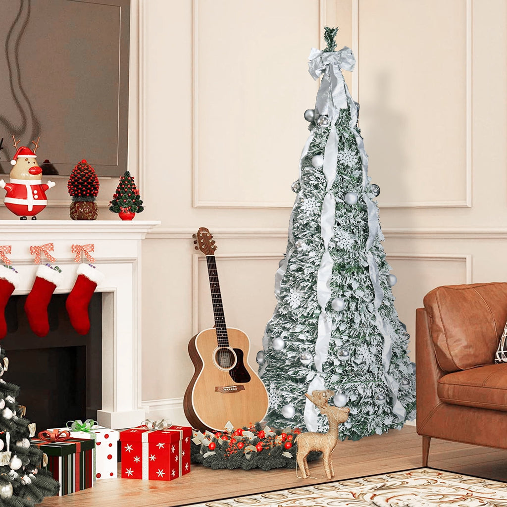 Makeatree 5ft Pre-lit Christmas Tree with 250 LED Lights, Aspen Fir, Layered & Sparse Design, Hinged Artificial Green Christmas Tree with PE&PVC Branch Tips, Fake Xmas Tree Indoor
