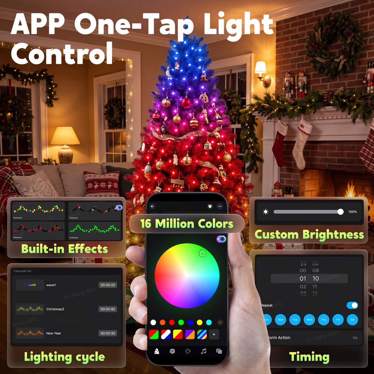 Joyfy 6 FT Prelit Slim Christmas Tree with 250 RGB Lights,App & Remote Control,Hinged Branches,Gloves & Metal Base Included,Easy Setup,Realistic Artificial Pencil Tree for Xmas Indoor Holiday Decor