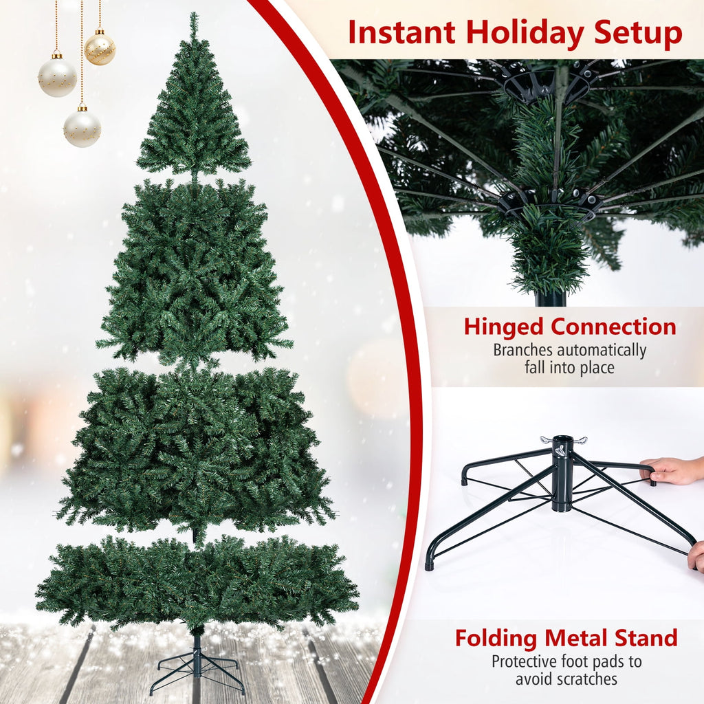Costway 8Ft Pre-Lit Artificial Christmas Tree Hinged 750 LED Lights
