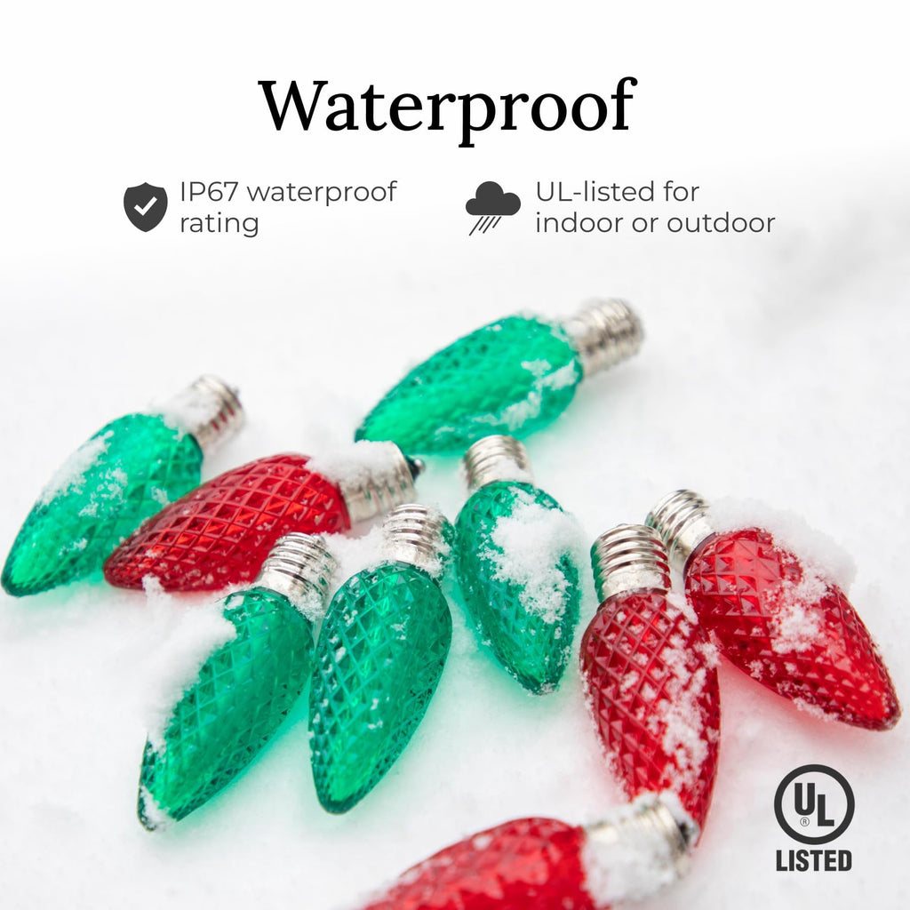 Christmas Designers C9 LED Christmas Light Kit, 100 Green Bulbs, 100' Green Wire, 12" Spacing, 7.5" Pathway Stakes
