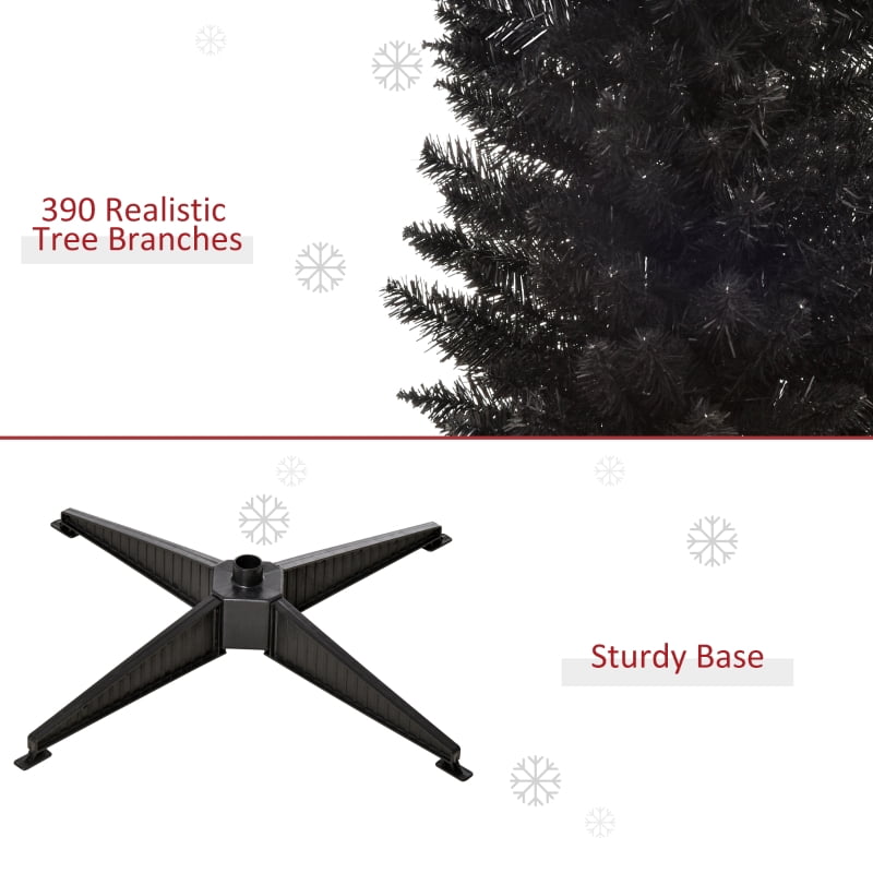 Alvantor Slim Pencil Christmas Tree with 390 Tips, Unlit Artificial Xmas Tree with Plastic Stand 6' Black