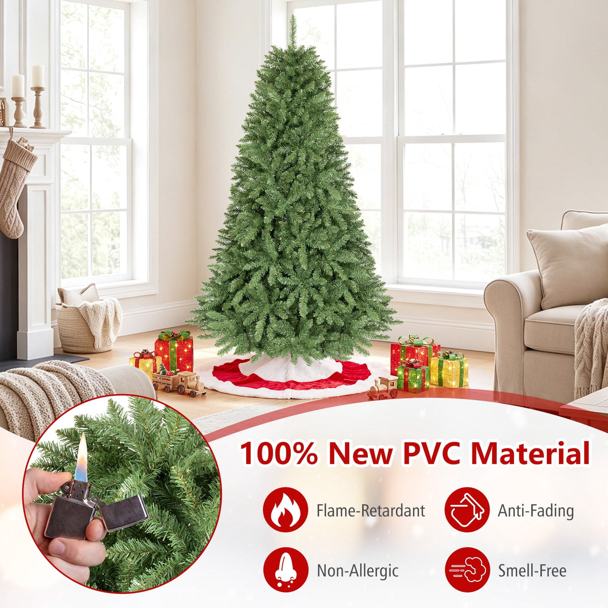 Costway 4 ft Artificial Christmas Tree with 559 Lush PVC Branch Tips & Folding Metal Stand
