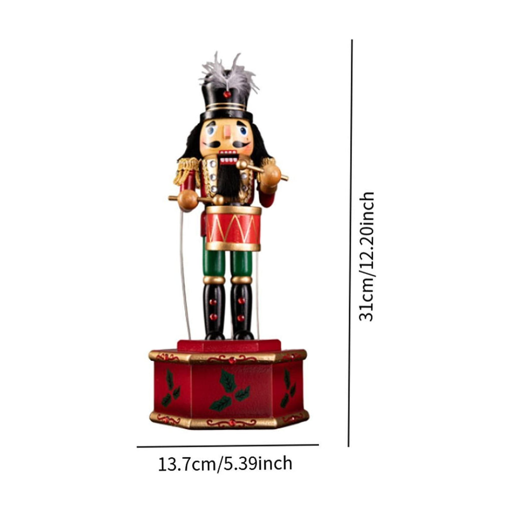 FVDPWYE Christmas Nutcracker Figurine Wooden Nutcracker Doll Music Box Tabletop Ornament