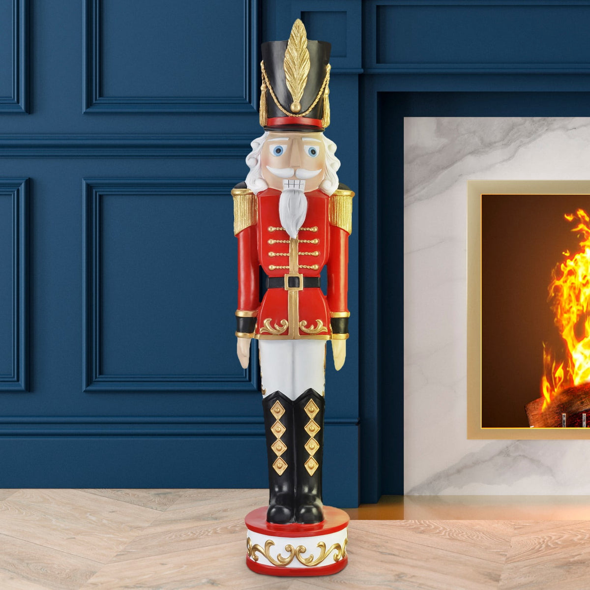 Haute Decor 37-INCH Tall Decorative Classic Christmas Soldier Nutcracker - Red & Black - Solid Resin Construction - Indoor or Outdoor