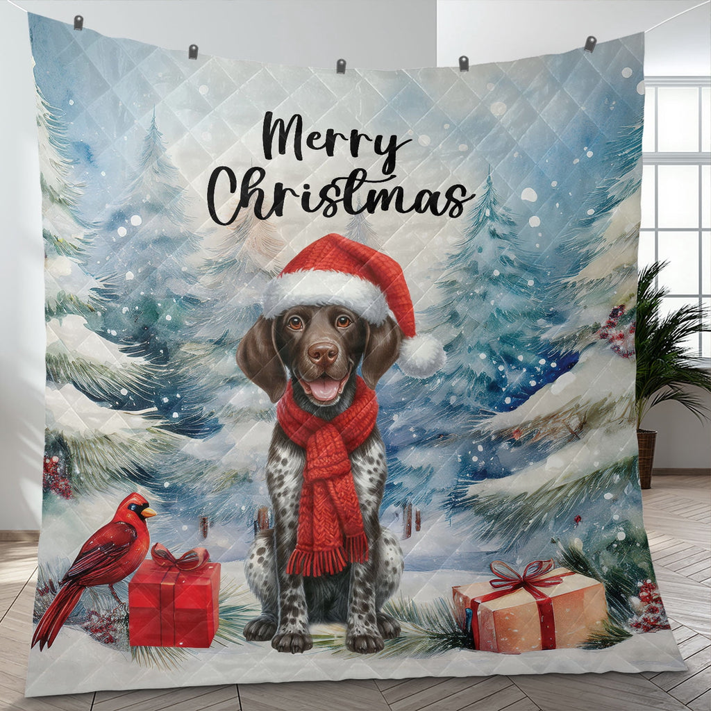 Merry Christmas French Bulldog Enjoys Woofmas Winter Xmas Holiday Quilt Bedding Set Dog Lover Gifts 1 Blanket Bed Cover 2 Pillowcases - 02022