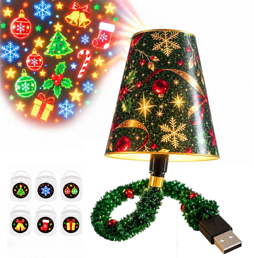 Magical Christmas Projection Night Light, USB Powered Holiday Projector with Festive Wall and Ceiling Effects for Bedroom, Living Room and Christmas Party Ambiance