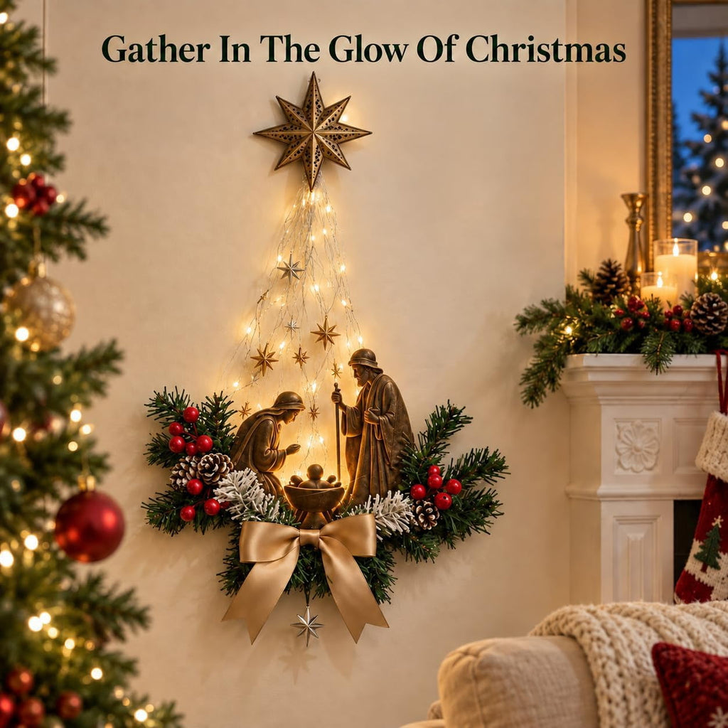 Lighted Nativity Wall Decor, Warm LED Nativity Scene Christian Homes