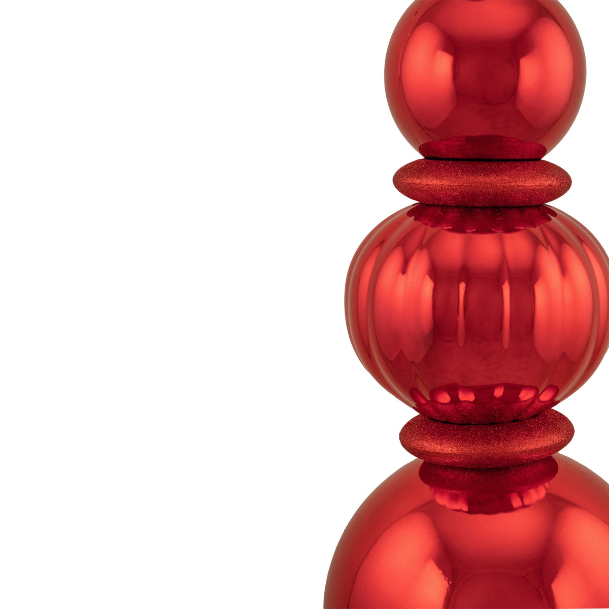Northlight Shiny Ball Finial Tower Commercial Christmas Decoration - 4.5' - Red