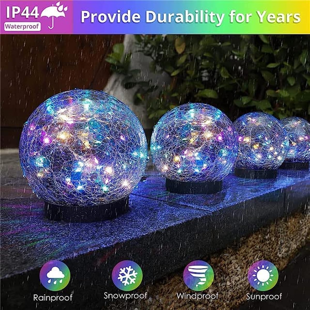 LINLIN Crackle Glass Ball Lights, Globes Solar Garden Lights Waterproof Auto ON/Off for Flowerbed Path Patio Lawn Christmas Ornaments Lights